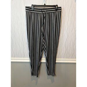 2/$30 NYCC Dress Pants Women's Black White Stripe Stretch y2k Casual size‎ M